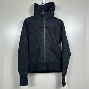 Lululemon Women’s Scuba Hoodie Jacket Floral Print Charcoal Black Size 8